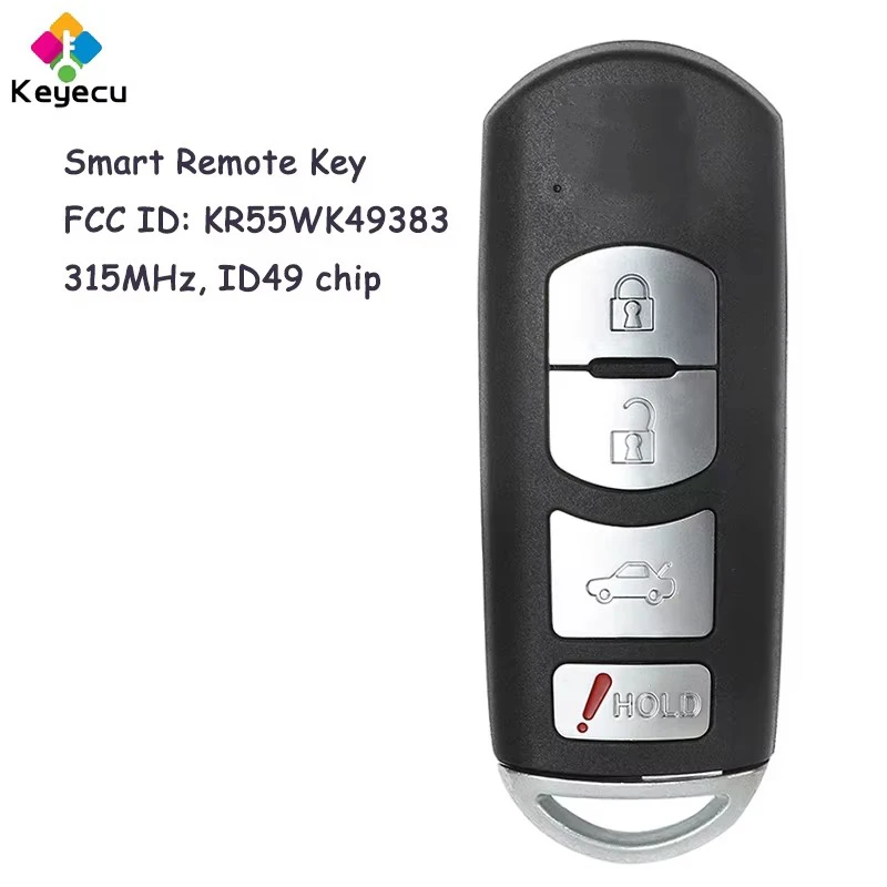 KEYECU Smart Remote Control Car Key With 4 Buttons 315MHz 4D63 Chip for Mazda 6 2009 2010 2011 2012 2013 Fob FCC ID: KR55WK49383