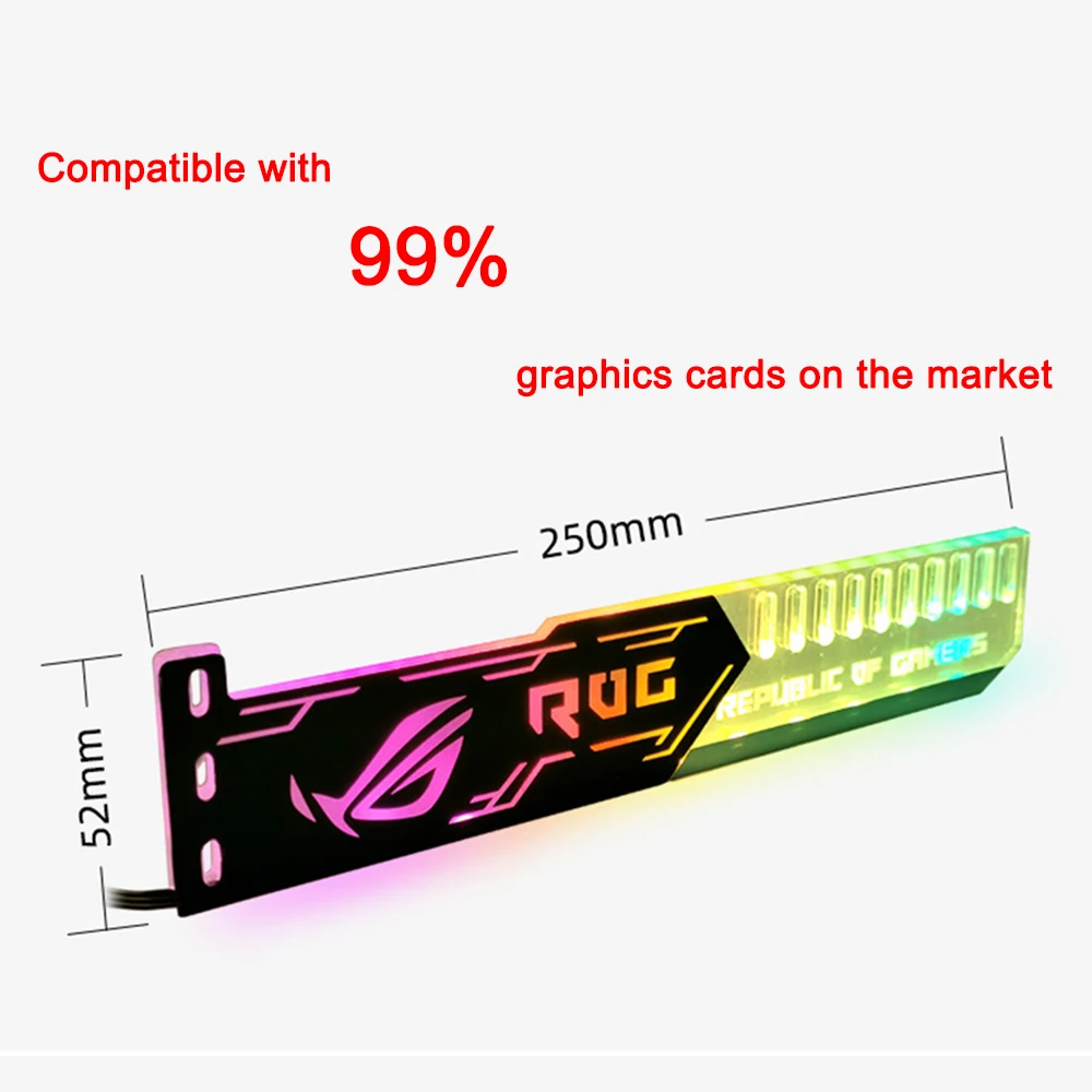 Coolmoon 25cm Graphics Card Bracket Support Frame GPU Holder 5V 4PIN RGB Colorful Decorative Light Board PC Chassis Accessories