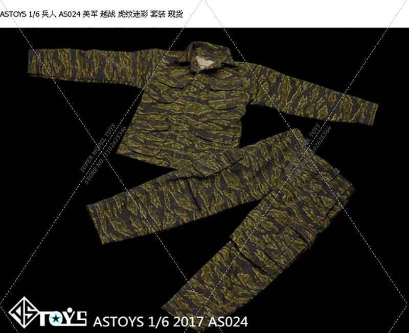 ASTOYS AS024 1/6 Scale Men Solider American Vietnam Camouflage Clothes Suit Costume Coat Pant 12” Action Figure Model