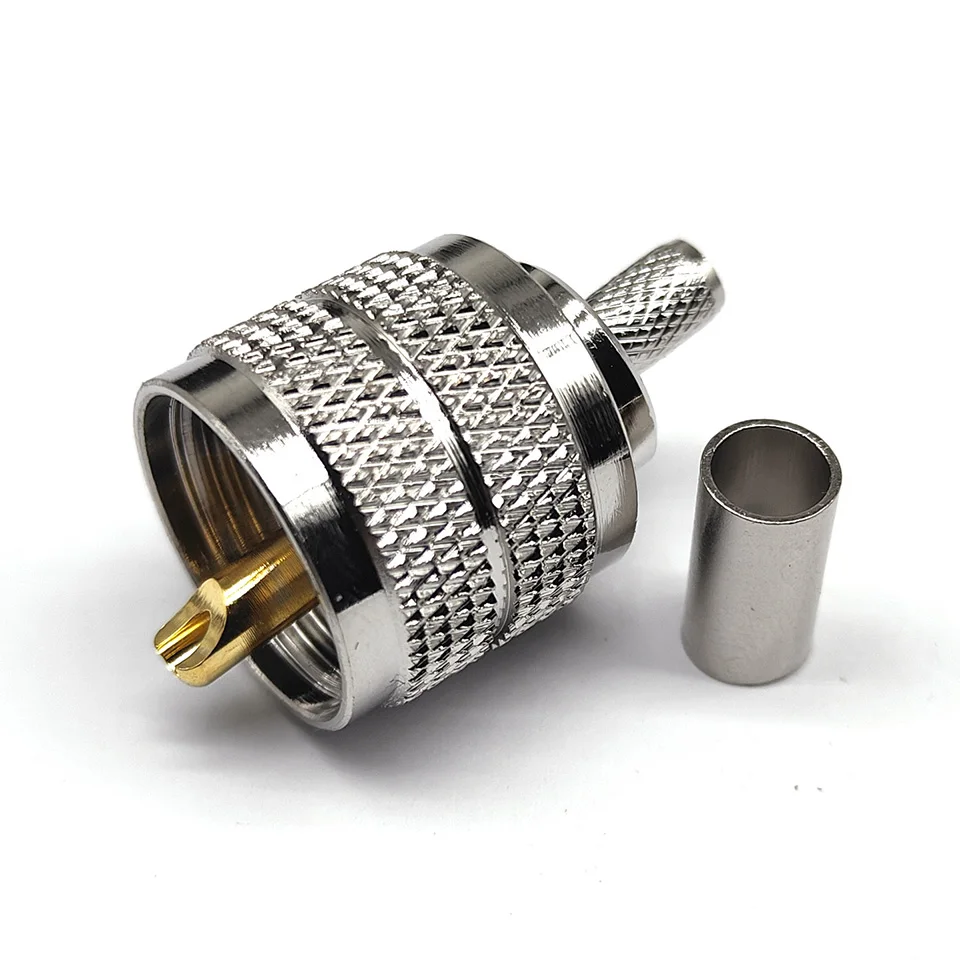 5/10pcs UHF Male Plug /Female Jack RF Coax Connector Crimp For RG58/142 LMR195 Cable Wire Terminal Straight Adapter right angle