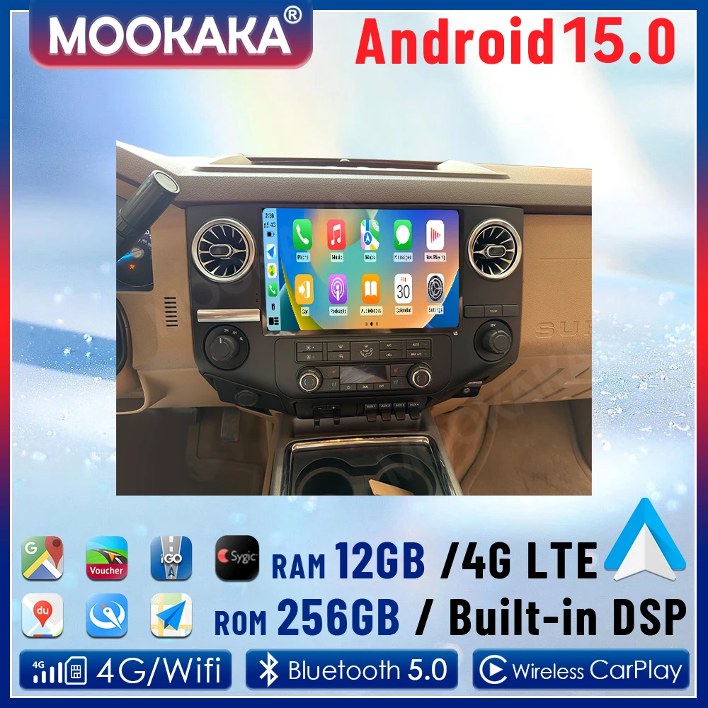 

Car Radio Auto Stereo For Ford F250 F-250 2009-2014 Android 15.0 Carplay Car Multimedia Player Navigation 12.5 Inch Touch Screen