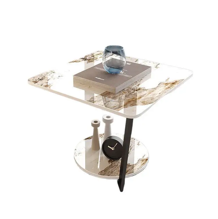 

PYJ new Nordic light luxury Italian minimalist square table bedside marble rock slab small coffee table