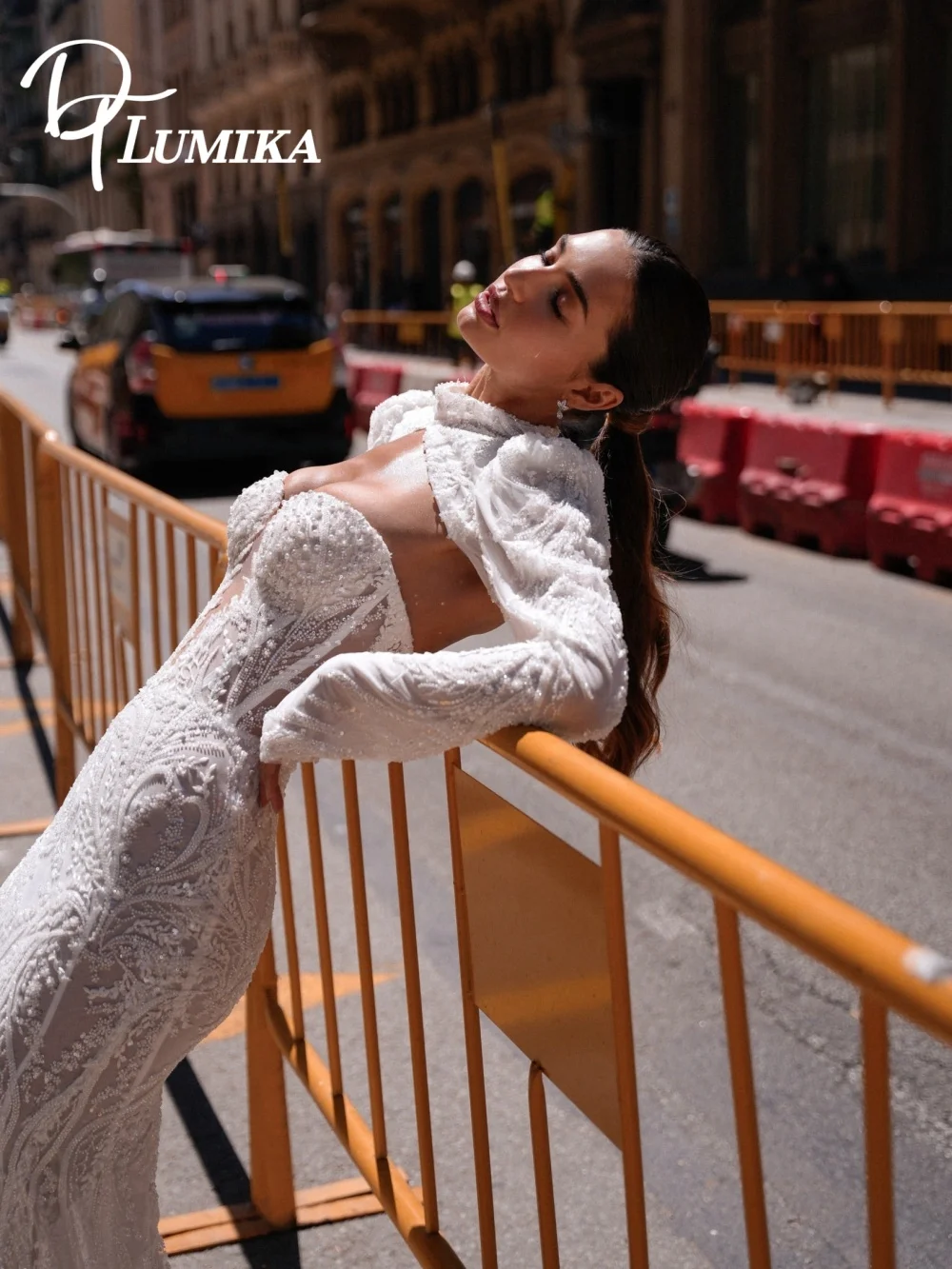 

Unique High-Neck Cutout Wedding Dress 2026 Romantic Mermaid Bridal Gown Creative Peal Floor-Length Bridal Dress Robe De Mariée