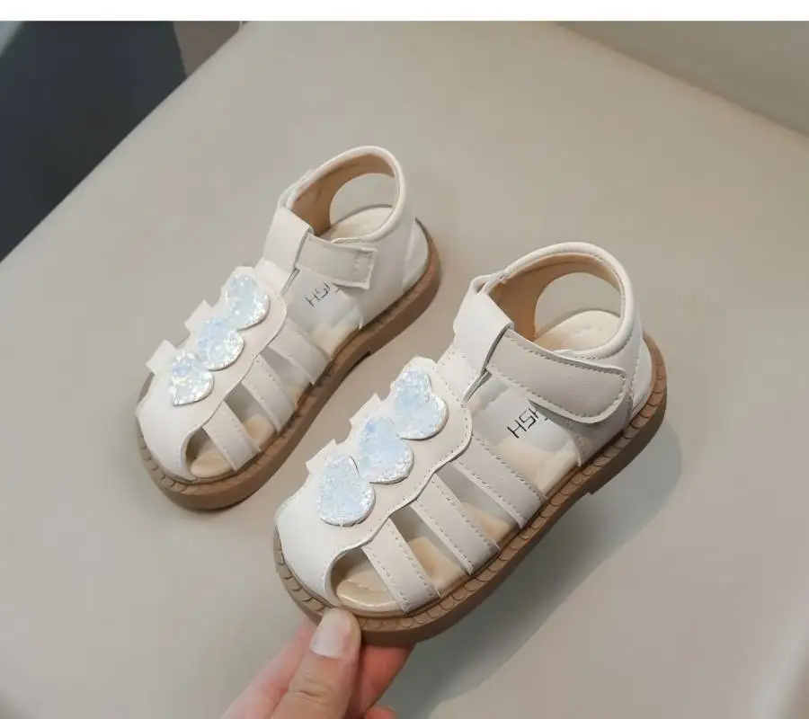 

2026 Kids Leather Cage Sandals for Girls Summer Non-slip Toddler Beach Cute Bow Princess Elegant Party Wedding Shoes
