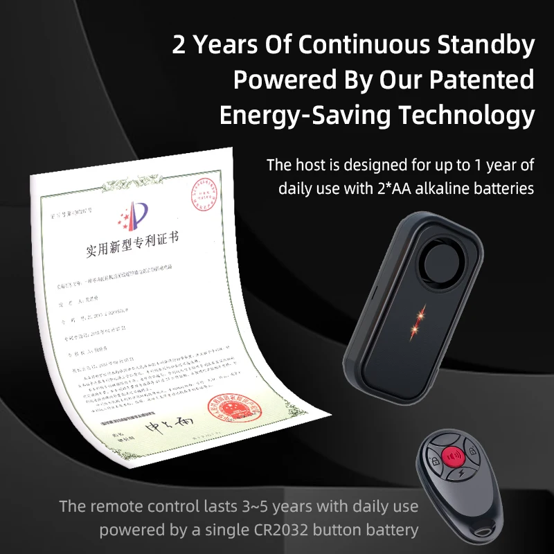 إنذار اهتزاز، حجم مستوى السيارة 113 ديسيبل، 7 مستويات حساسية، مقاومة للماء IP66، جهاز تحكم عن بعد 30-60 مترًا، مادة PC المضادة للأشعة فوق البنفسجية