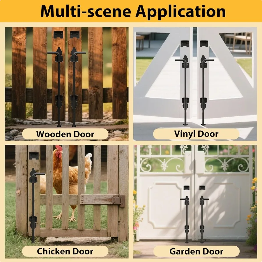 مسامير قصب شديدة التحمل مقاس 24 بوصة للبوابات مع مسحوق أسود مقاوم للصدأ، قضيب قطرة لبوابات أسوار الفينيل الخشبية والبلاستيكية