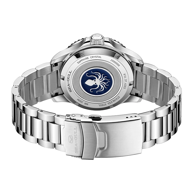 النورس المحيط سلسلة التلقائي رجل ساعات المعصم الميكانيكية موجة الهاتفي التقويم 200 متر مقاوم للماء مضيئة ساعة الغوص reloj 6203