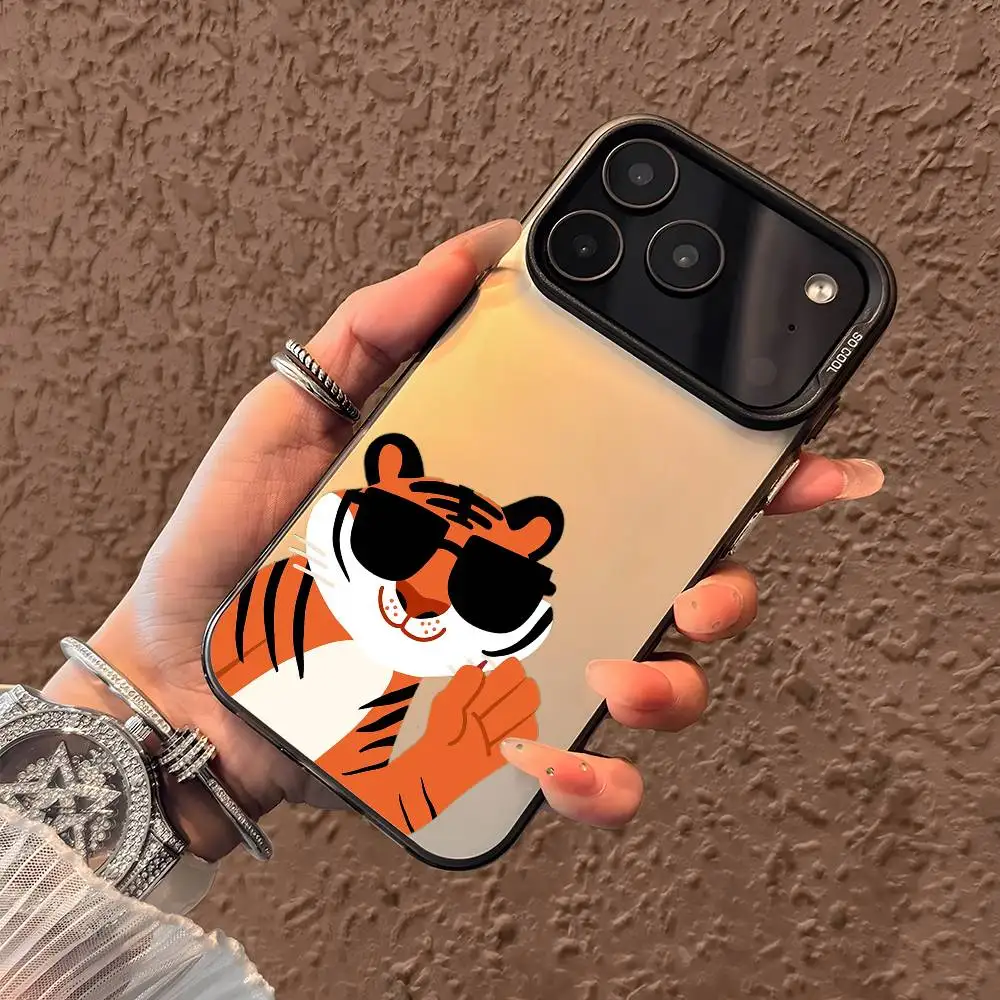 

Animal Cute Phone Case For iPhone 17 16 15 14 13 12 11 Pro Max Black Purple Matte Laser Metallic Aurora Funda