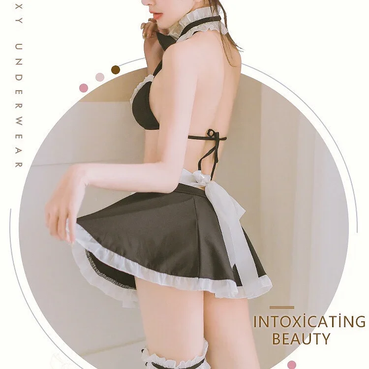 Lingerie sexy para mulheres, vestido de empregada, Avental francês, Traje Cosplay, Roupas de RPG, Uniforme, Uniforme, Avental, Pornô