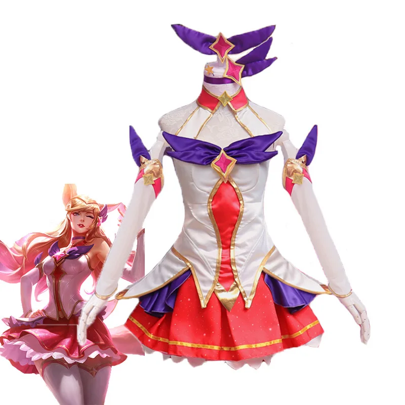 

Game LOL Ahri Cosplay Costume Full Set The Nine Tailed Fox Costumes