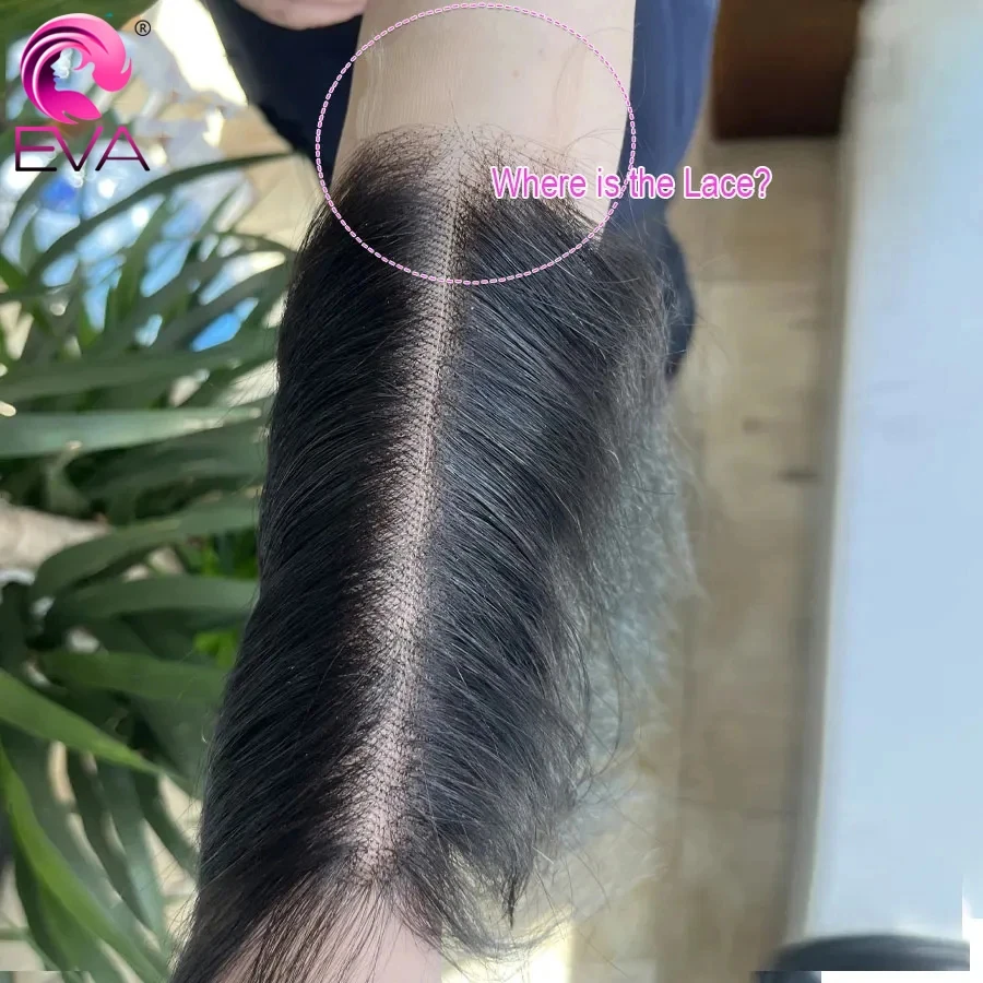 Eva Hair Invisible HD Lace Closure 2x6 Deep Part Human Hair Closures Straight Hair Ultra Thin 2x6 HD Lace Closure Pre Plucked