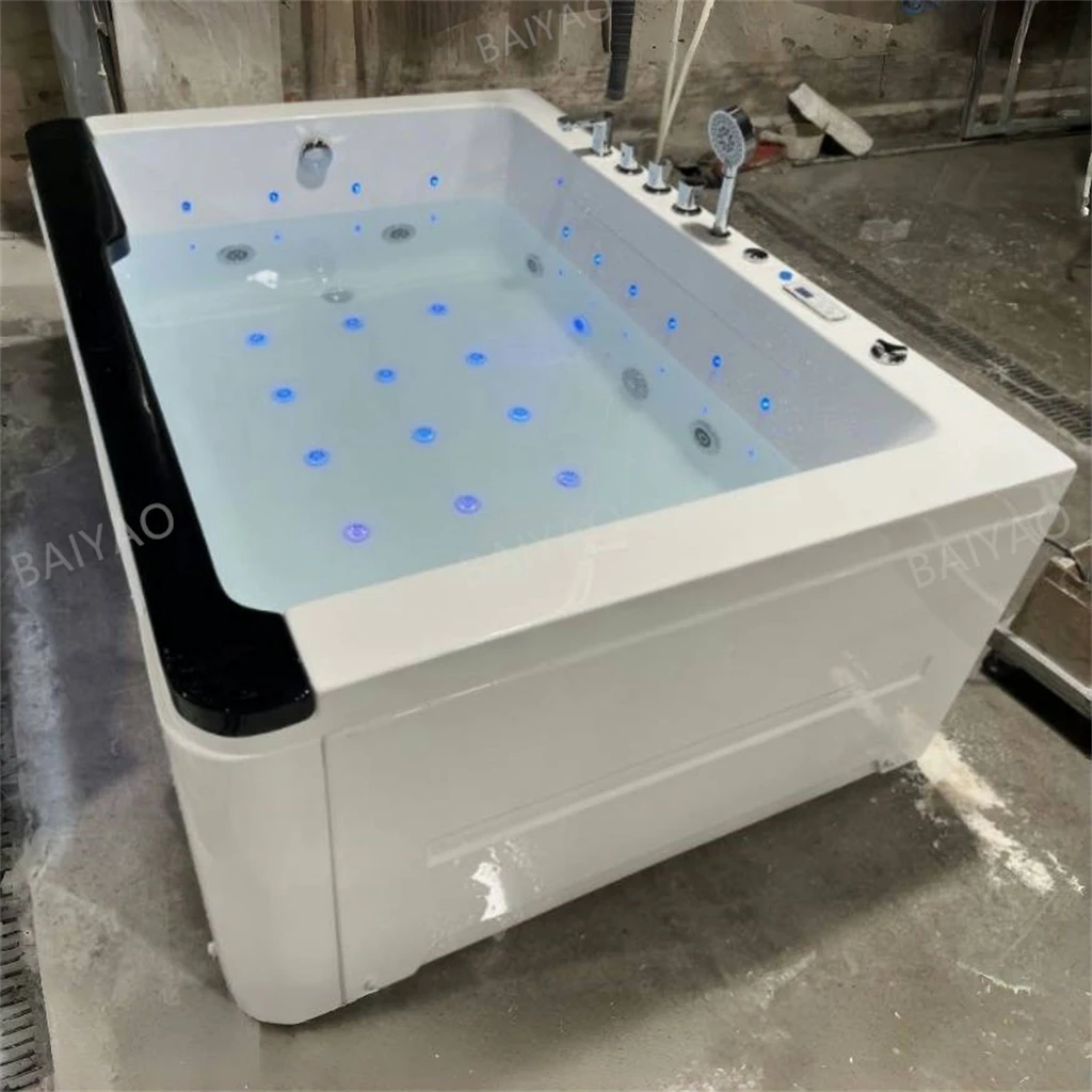 Luxury Spa Experience Double Whirlpool Massage Tub With Multi-Function Spa Two-Person Massage Bathtub With Hydrotherapy Jets