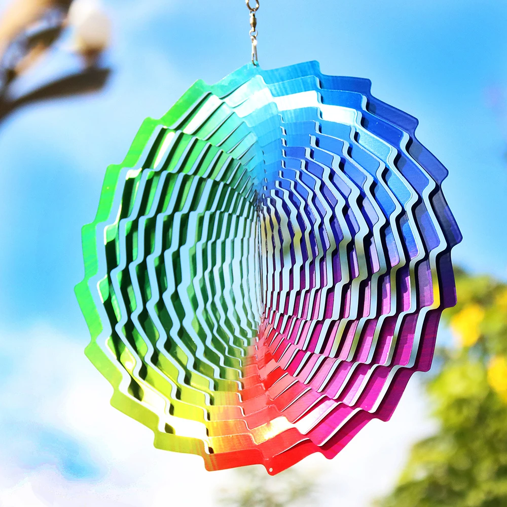

3D колокольчики, садовые декоративные радужные туннели из нержавеющей стали, вращающееся подвесное украшение для деревенского сада на открытом воздухе