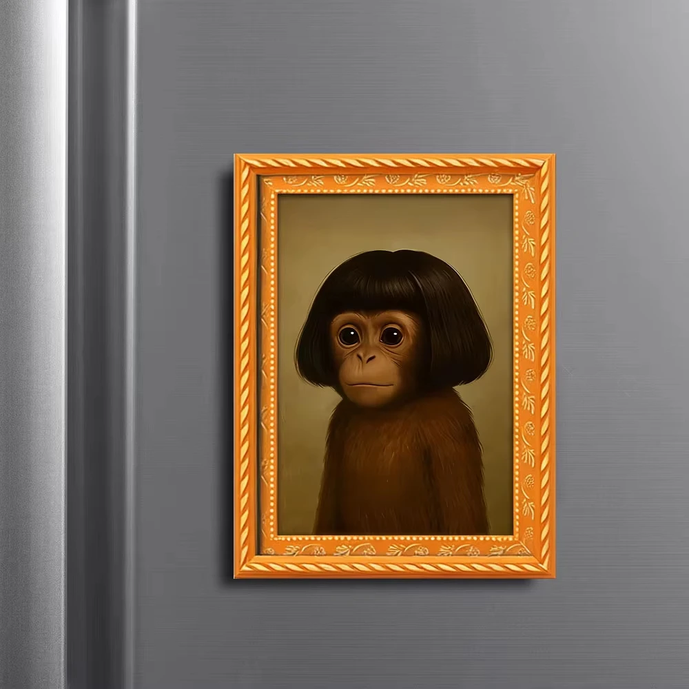 Whimsical Monkey with Short Black Hair Diamond Painting, Quirky Brown Monkey in Humorous Portrait Art,Unique Gift and Wall Decor