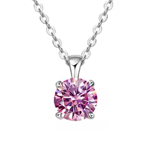 Classic Yellow Gold Cubic Zirconia Pendant 18K Silver Plated - Silver Pink