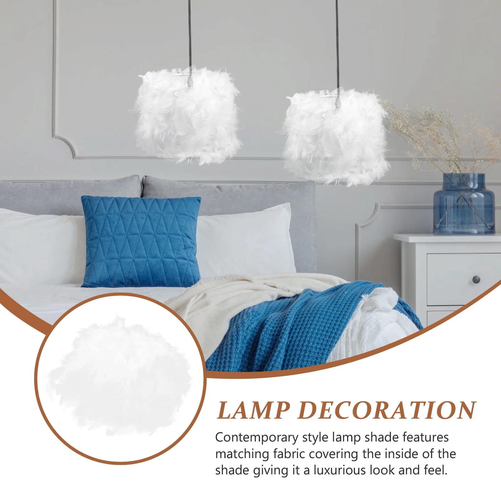 

Faux Plume Lamp Shade E27 E14 Decorative Aesthetic Table Desk Floor Light Cover Modern Unique Elegant Room Decor