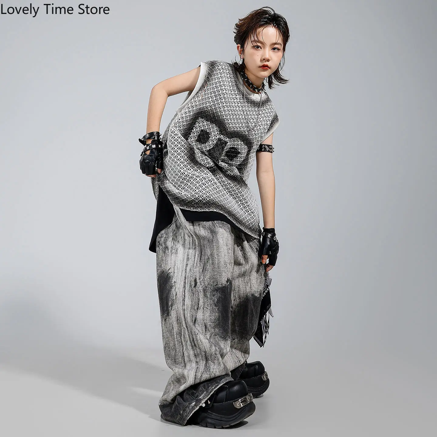 الأولاد الهيب هوب تانك القمم الشارع الرقص سبلاش الحبر السراويل فضفاضة الفتيات K-pop كول ازياء الاطفال الشارع الشهير الأطفال المراهقين الملابس مجموعات #3