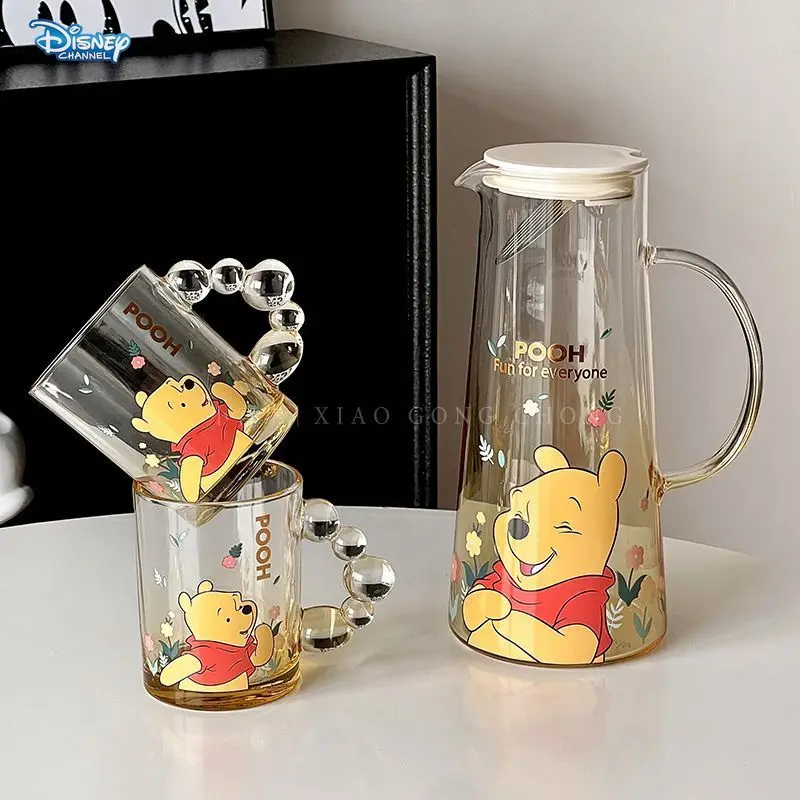 Disney Winnie the Pooh Mug Set Home Pooh Bear Glass Living Room Hospitality Mug Water Bottle Cartoon Coffee Mug Home Disney