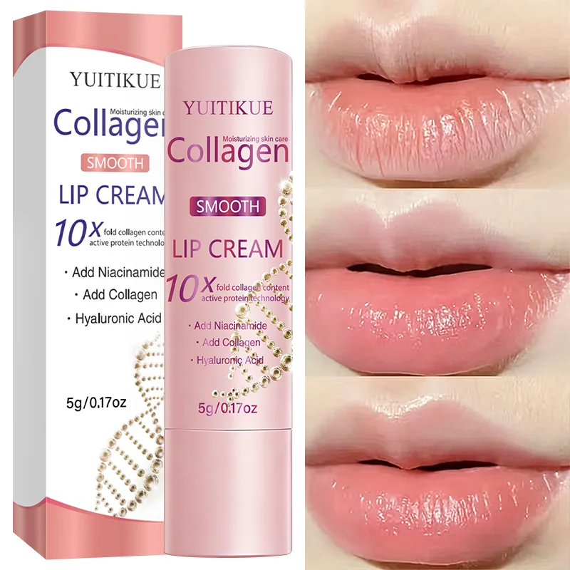 YUITIKUE 10X Collagen Lip Cream - Hyaluronic Acid & Niacinamide, Long-Lasting Hydration for Chapped Lips
