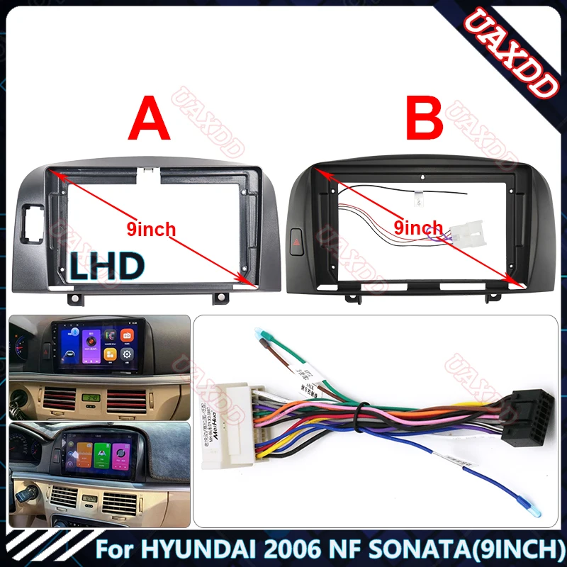 For HYUNDAI 2006 NF SONATA 9INCH Car Radio Android Stereo audio screen multimedia video player navigation cables Harness frame