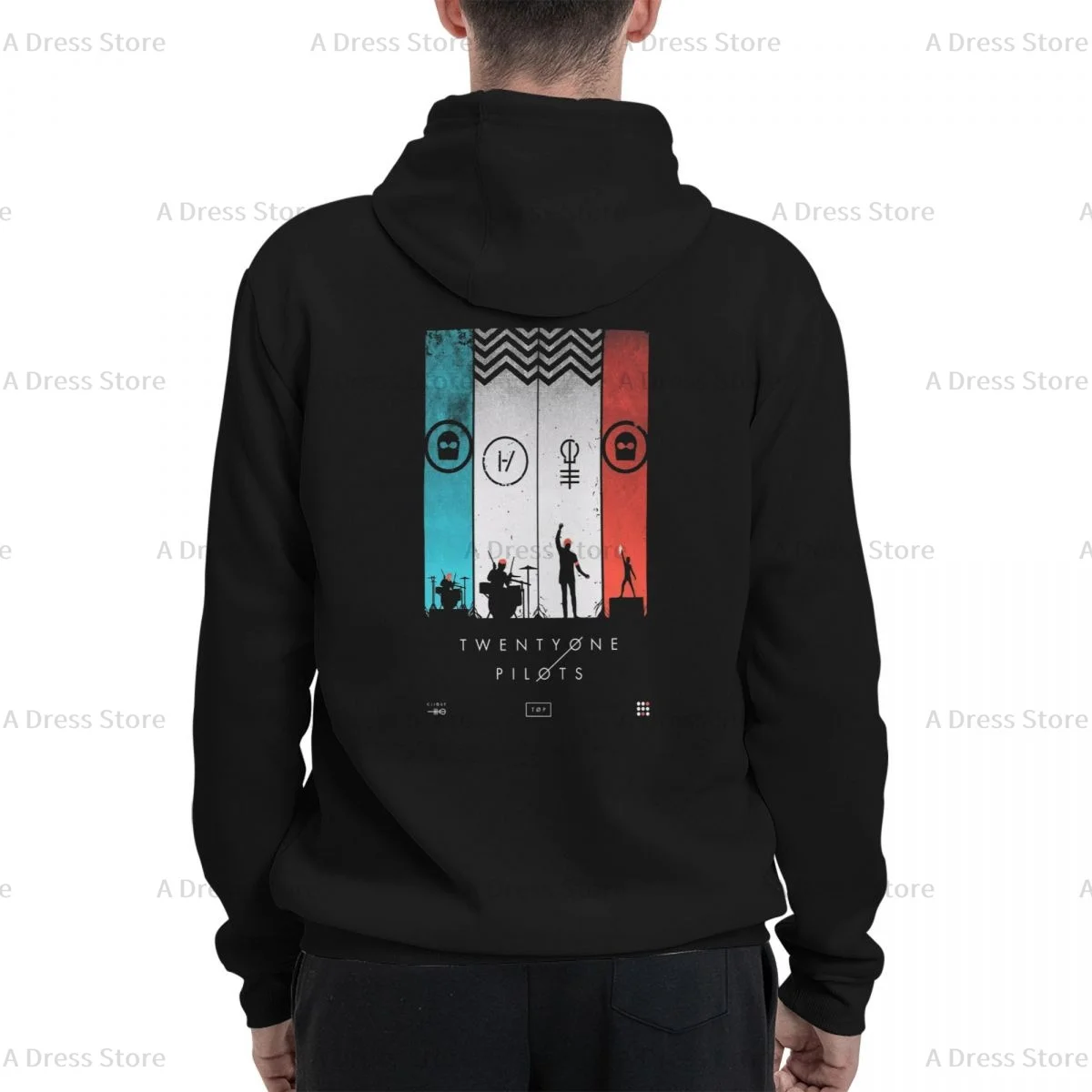 Twenty One Pilots Polyester Two sided Hot stamping printing Men's Sweater,Unisex Vintage Pullover Hooded