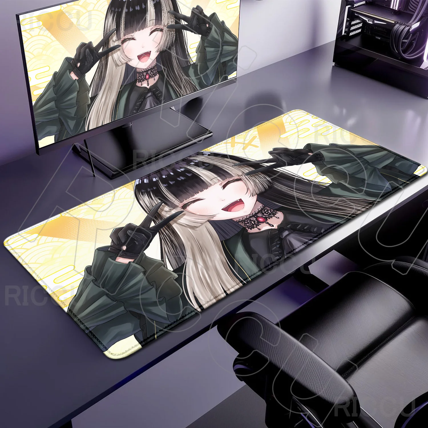 XXL Mat Virtual Idol Rubber Mouse Pad Vtuber Juufuutei Raden Anime Large HD Priting Office Game Creative Gaming expand Desk Mat