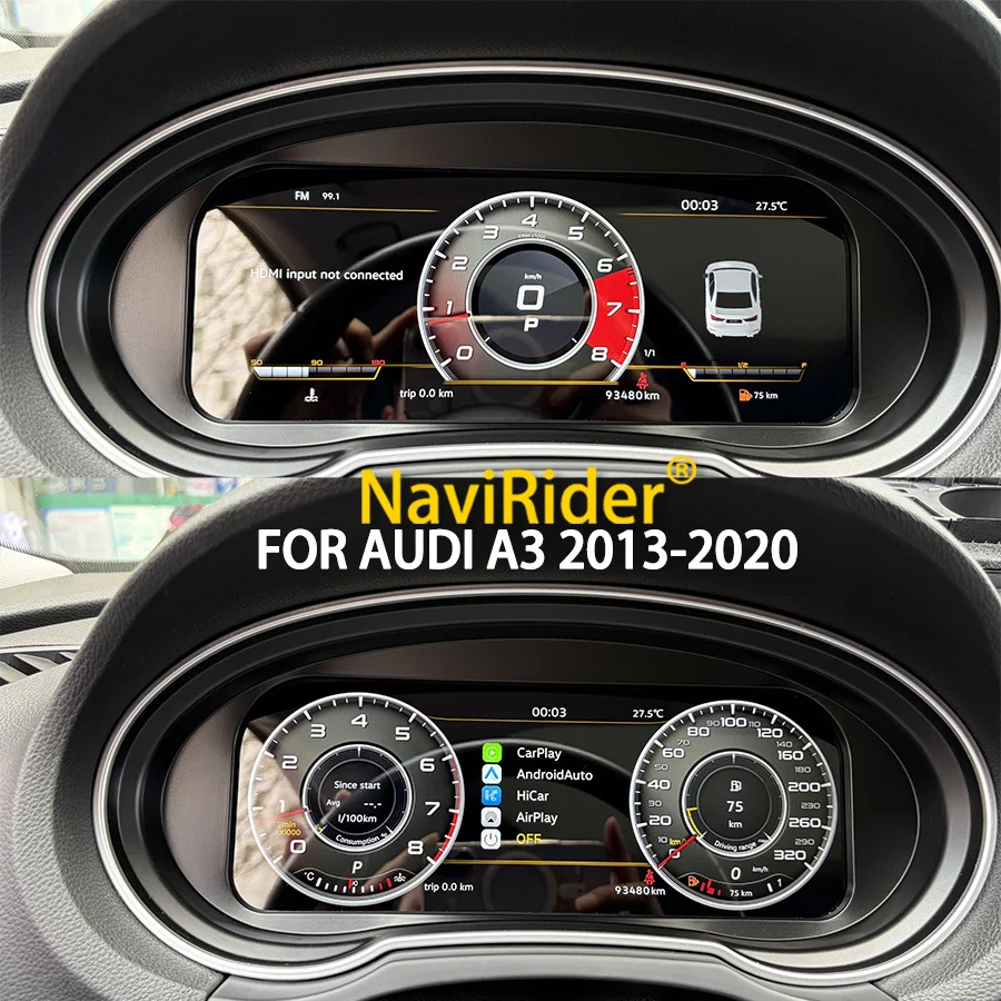 For Audi A3 2013-2020 Gauge Cluster LCD Instrument Cluster Digital Dashboard Panel Virtual Cockpit Speedometer Tachometer Clock