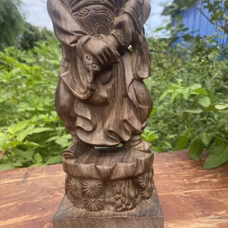 Hand Carved Vietnam Wood Zhong Kui Statue Figurine - Demon Queller Protector Feng Shui Ornament Home Office Desk Decor Gift