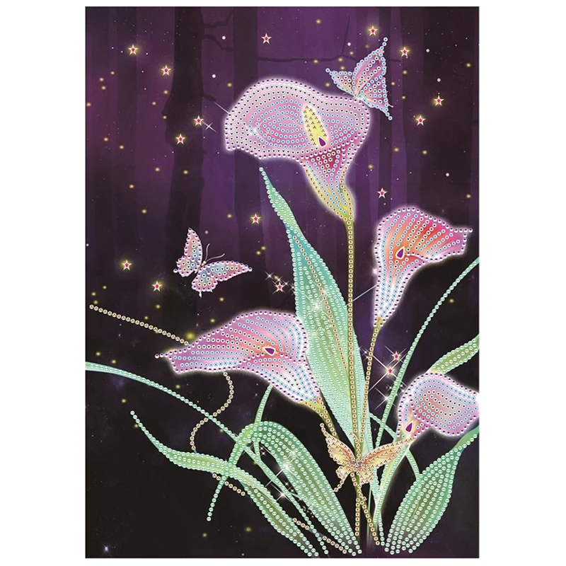 Diy 5d Diamond Art Painting Op Nummer Kit, Bloem Vlinder Speciaal Gevormd Strass Diamant Diy Schilderij Muurdecor