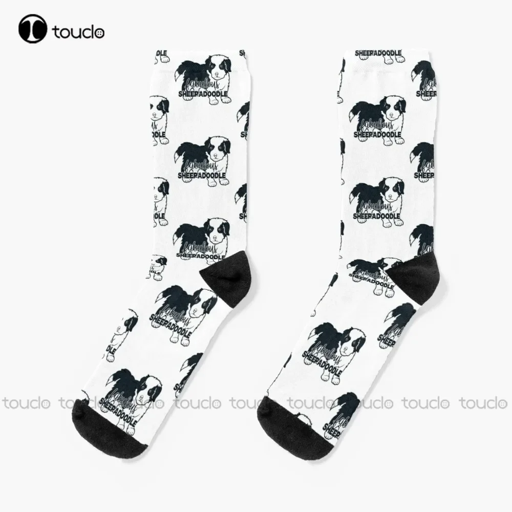 

Fabulous Sheepadoodle - Любители забавных собак Sheepadoodle - Забавная иллюстрация, идея подарков для нее, носки, длинные носки, подарочные носки на заказ