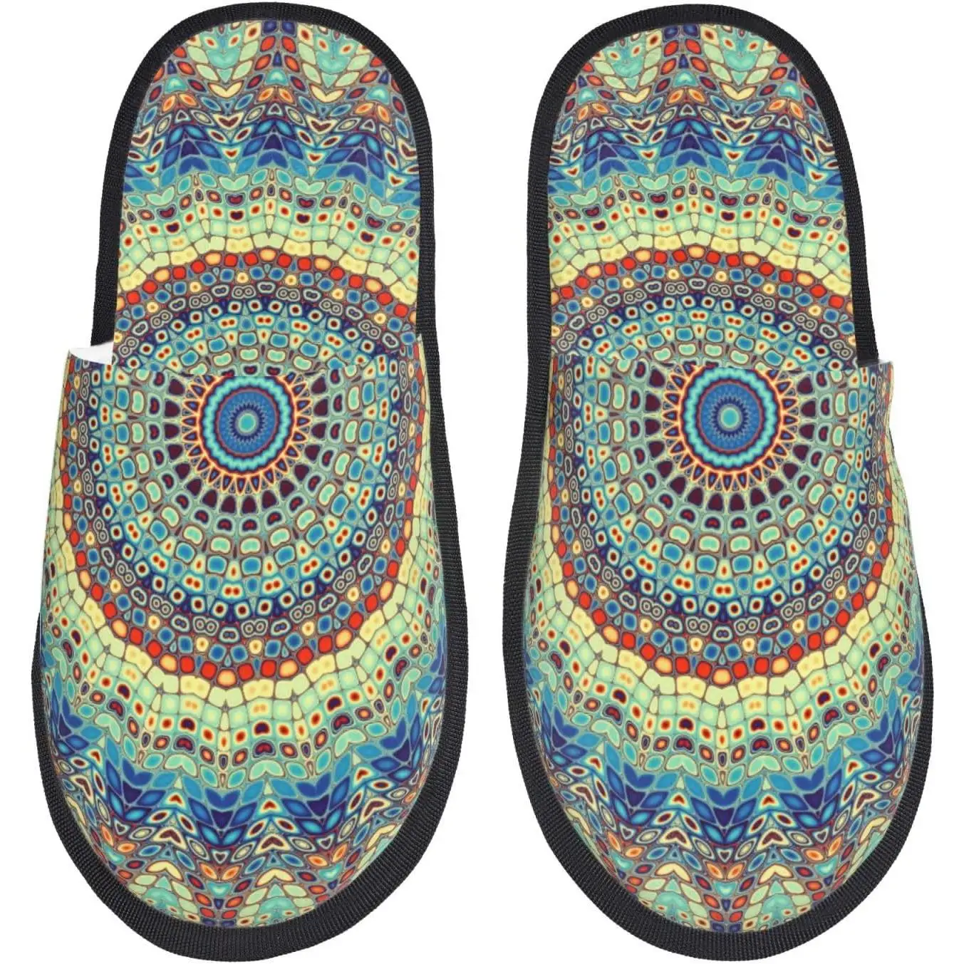 

Круглые женские нечеткие без шнуровки с принтом мандалы, домашние и уличные зимние домашние тапочки, гостевые тапочки для спальни, женские принты
