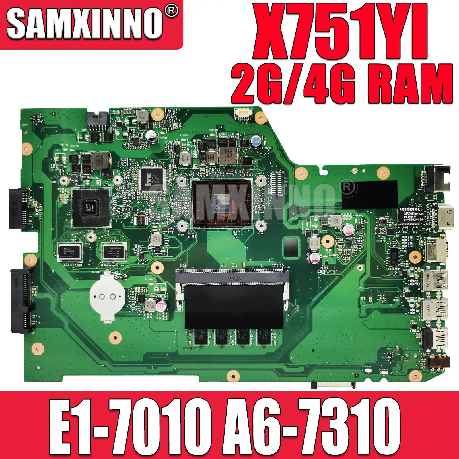 

X751YI Laptop Motherboard For ASUS X751Y X751BP K751BP X751B Mainboard with E1-7010 A6-7310 A8-7410 CPU 2GB/4GB RAM Fully test