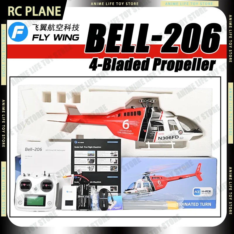 

New Arrival! Flywing Bell-206 RC Scale Plane 4-Blade RC Helicopter 10CH Transmitter Three Speed Adjustmen,One key Return RTF
