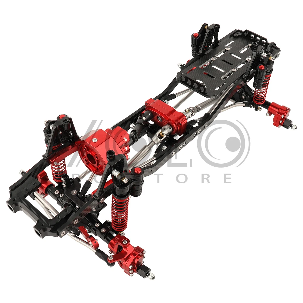 1/10 Scx10 Ii Koolstofvezel Chassis Rail Metalen Frame Rc Model Simulatie Klimmen Upgrade Auto Refit Kit Onderdelen Met Portale Assen