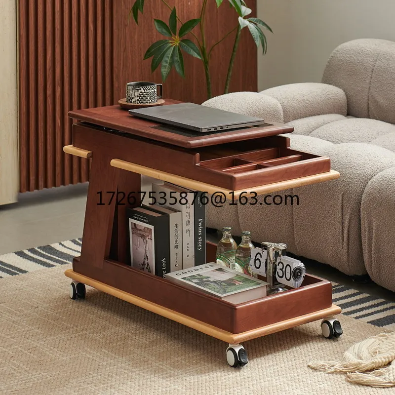 

Solid wood lifting accompanying coffee table living room home multi-functional mobile cherry wood sofa side cabinet
