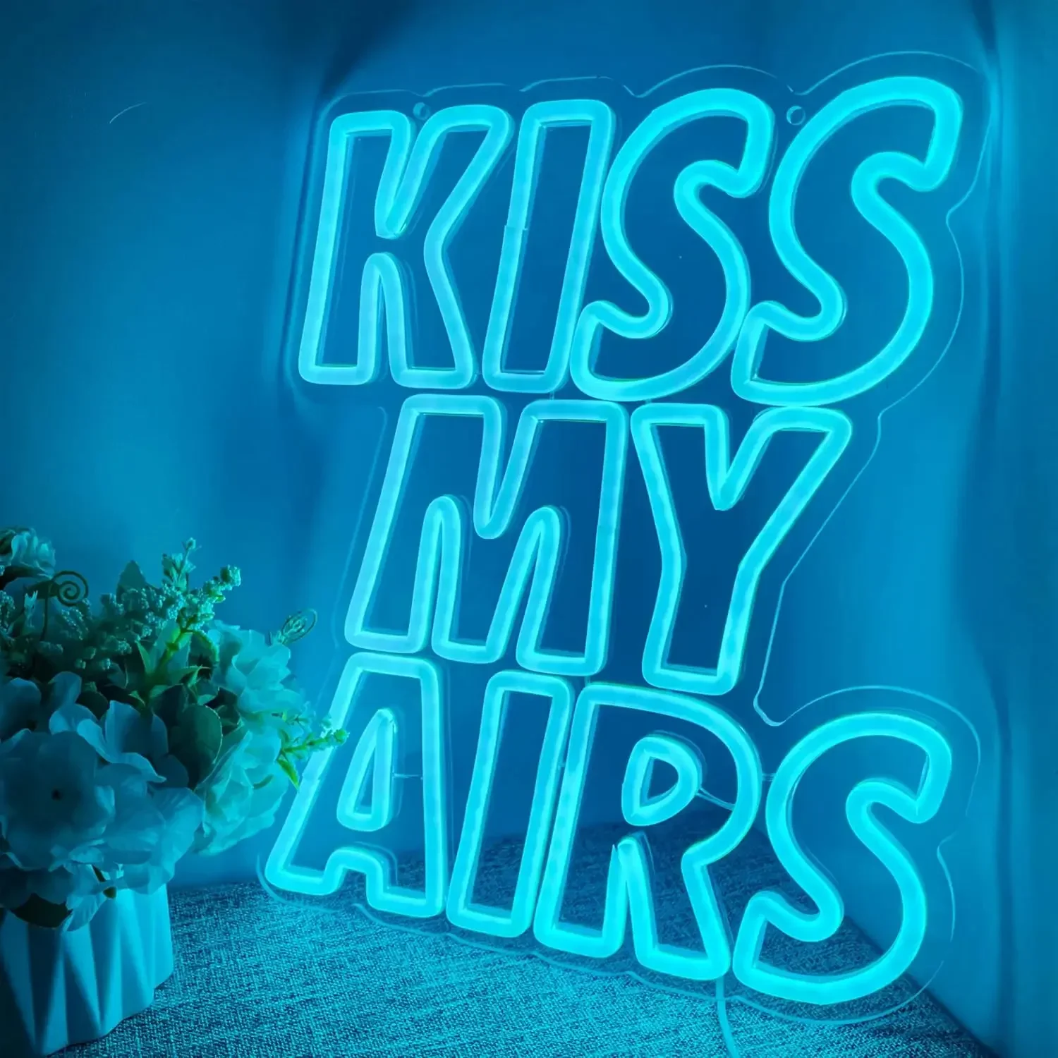 Kiss My Airs Neon Sign, Dimmable LED, USB-Powered, Wall Decor for Living Room, Game Room, Business Shop, Birthday Party Decor