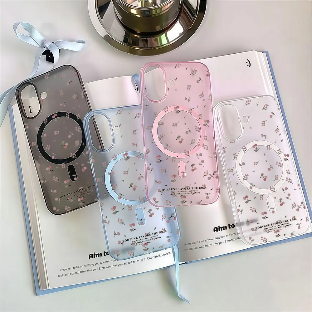 Korean Floral Shockproof Wireless Charging Phone Case For Samsung Galaxy S26 S25 S24 Plus FE Ultra A55 A57 A56 A36 A37 A35 Cover
