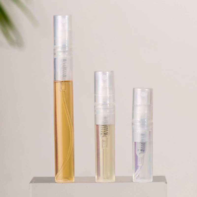 50Pcs 2/3/5ml Plastic Spray Bottle Black Transparent Perfume Atomizer Mini Cosmetic Containers Sample Perfume Refillable Bottles