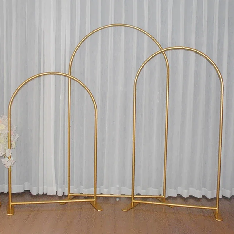

Golden Aluminum Arch Backdrop Stand Custom Double-Sided Print Wedding Birthday Baby Shower Party Decor Indoor Outdoor