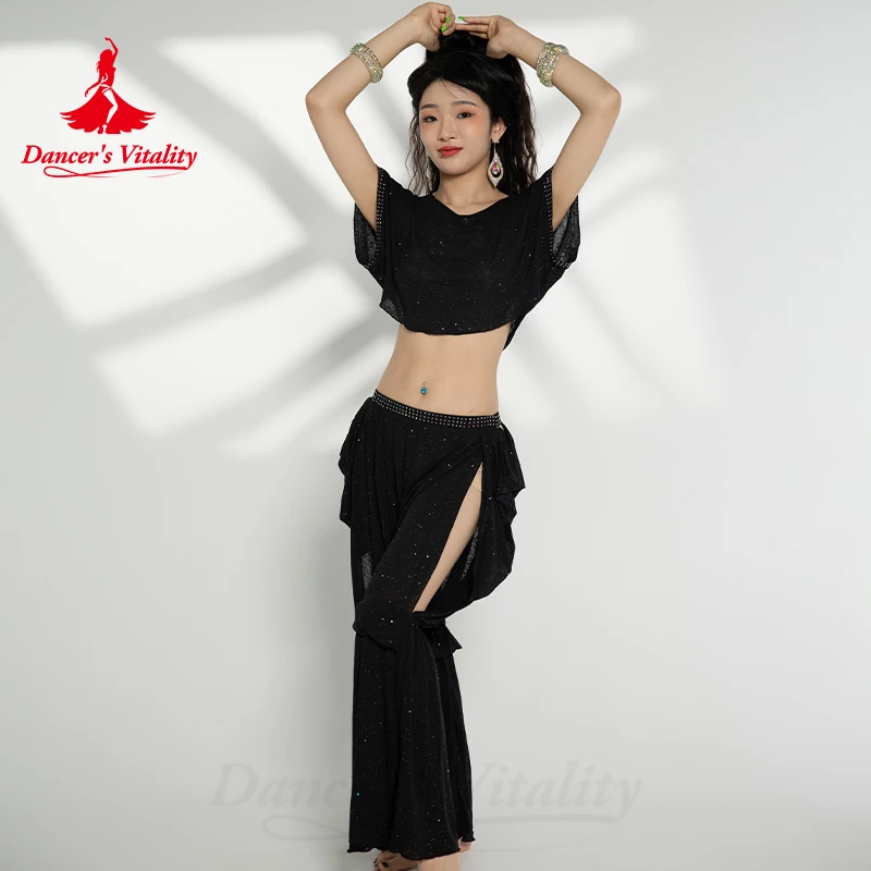 Belly Dance Practice Clothes Set Short Sleeves Top+trousers 2pcs Cusomzied Adult Children Bellydancing Suit Kid Oriental Outfit