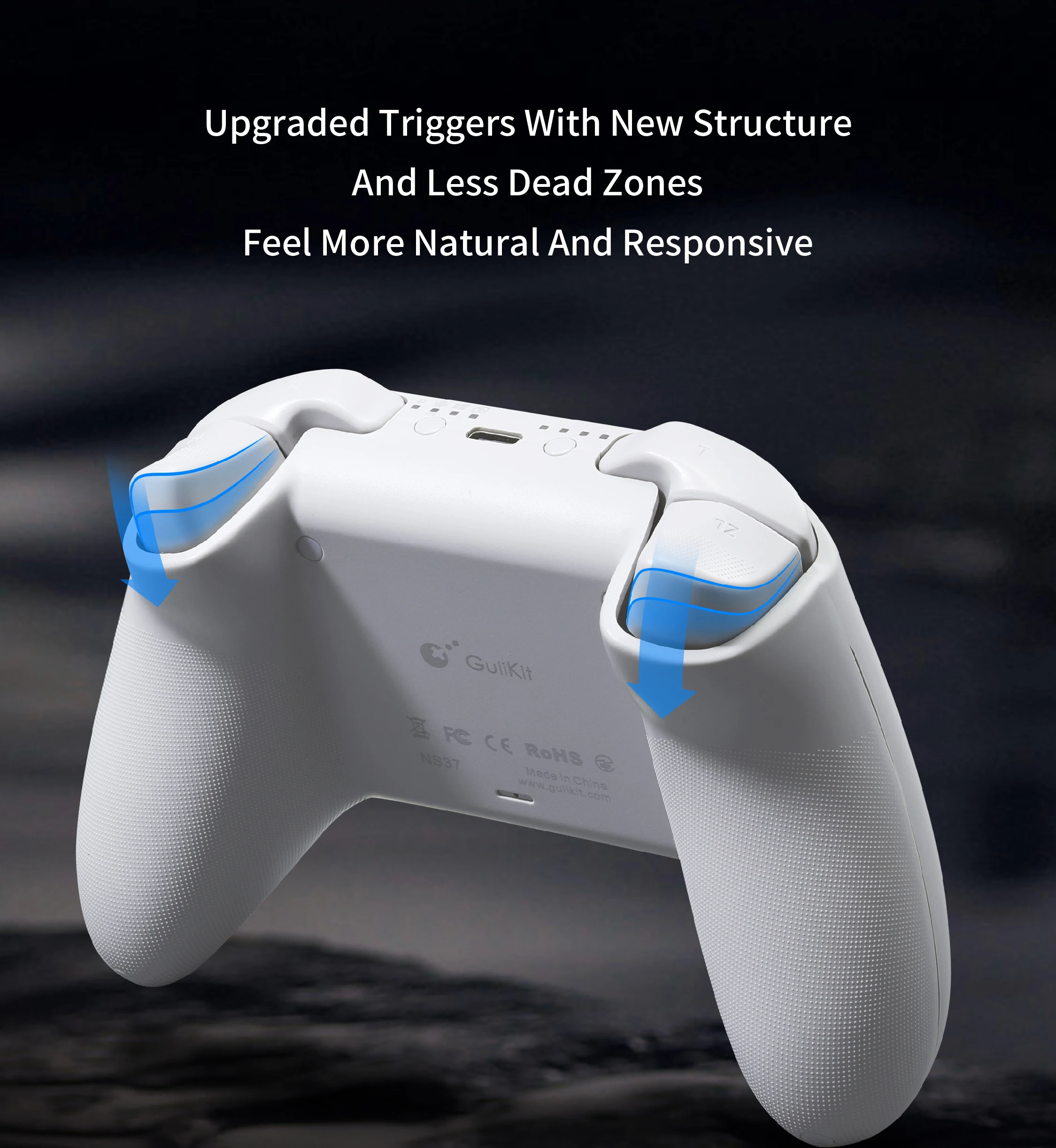 GuliKit KK3 Wireless Controller Bluetooth Gamepad with TMR Joystick Hall Effect Tiggers for Nintendo Switch Windows Android iOS