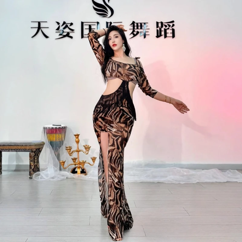 Novas mulheres adultas sexy leopardo terno de dança do ventre traje de dança do ventre saia de dança oriental palco desempenho dancewear outfit