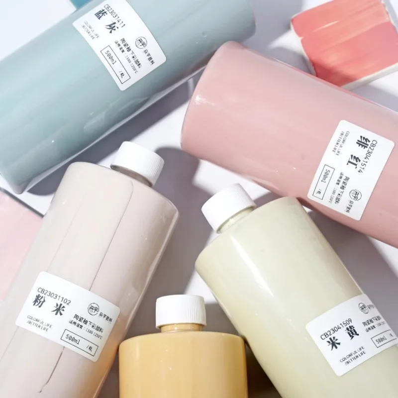 500ml/ Bottle Light Color Series Ceramic Underglaze Color Concentrate Agent DIY Creative Pottery Handicrafts Coloring Pigment