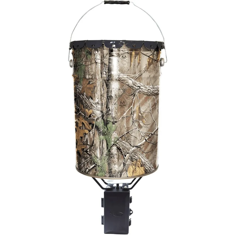 Comedero de juego colgante automático de 50 lb con temporizador para alimentación de pellets de maíz, 1-2 veces programable, alcance de 30 pies