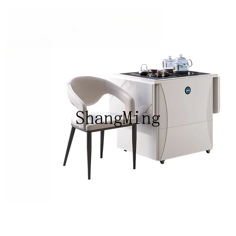 

FG balcony tea table and chair combination movable tea table household small tea cart light luxury folding