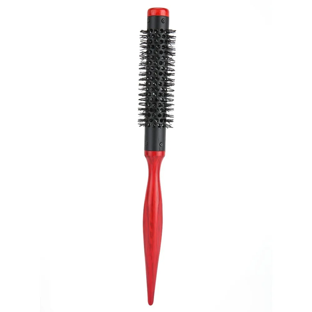 Peigne à rouleau avec manche en bois, poils en nylon, pointe pointue, peigne de coiffure résistant à la chaleur, tube en aluminium, brosse de coiffure pour salon