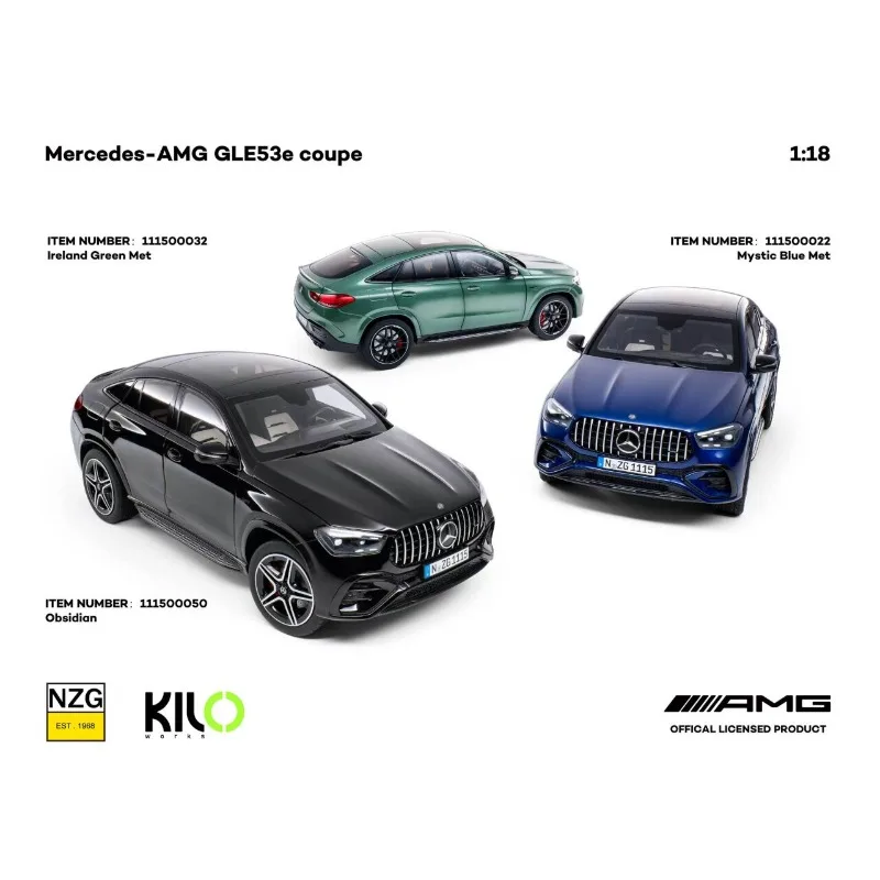 [In Stock] NZG Kilo Models 1/18 Diecast Alloy AMG GLE53e Coupe, Openable Doors, Multi‑Color Static Collectible Car Model