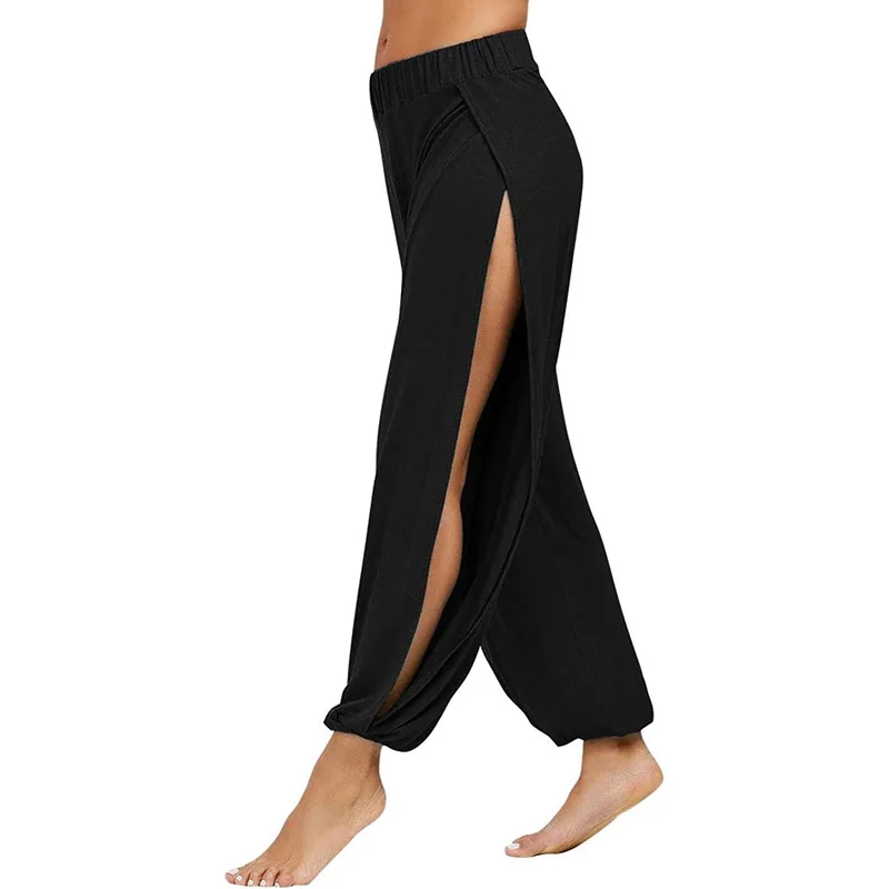 High Waist Leggings Women High Slit Hippie Haren Pants Sport Fitness Running Yoga Pilates Joggers Casual Trousers Tapered Pants