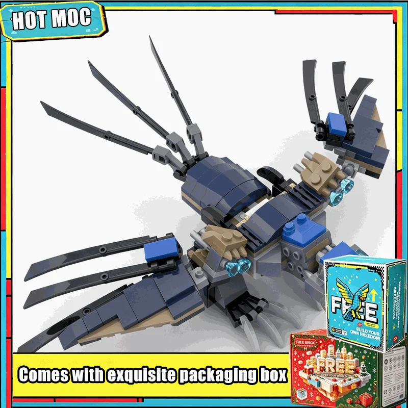 220PCS Ice Vulture Beast Model Building Blocks Creative Fantasy Creature DIY Assembly Educational Toy Display Tabletop Ornament