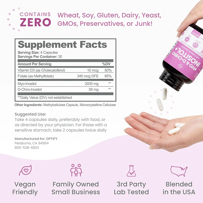 Premium Inositol Supplement - Myo and D-Chiro Inositol Plus - Healthy Hormone Balance & Healthy Ovarian Support for Women
